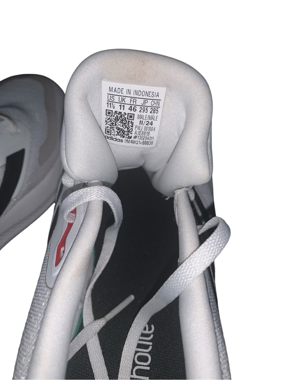 adidas White Sneakers with Gray Stripes and Red Heel Accent - Picture 5 of 6